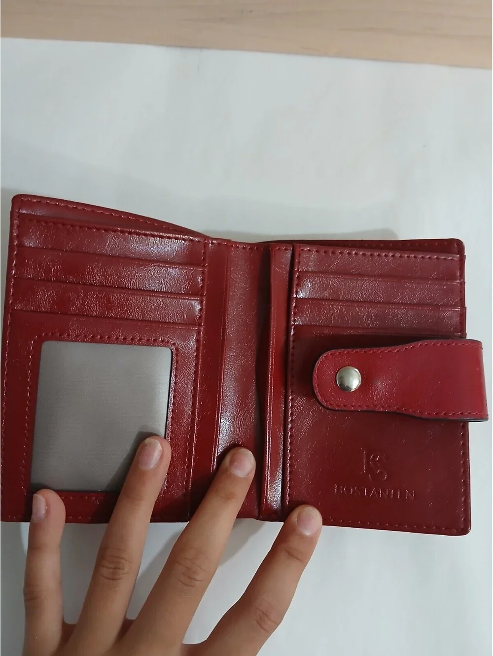 Bostanten Small Burgundy Wallet for Women Leather Red